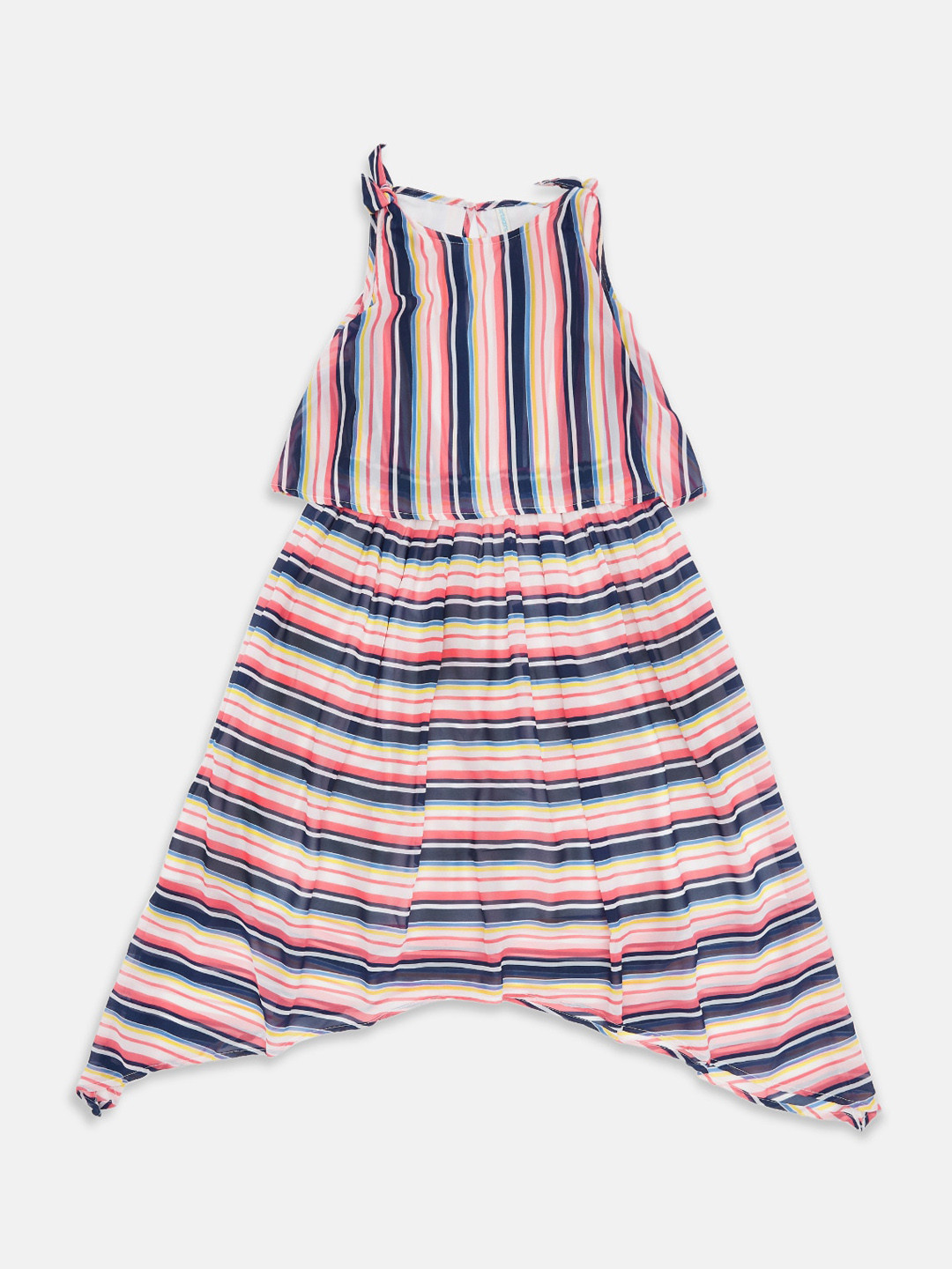 

Pantaloons Junior Multicoloured Striped Georgette A-Line Dress, Multi
