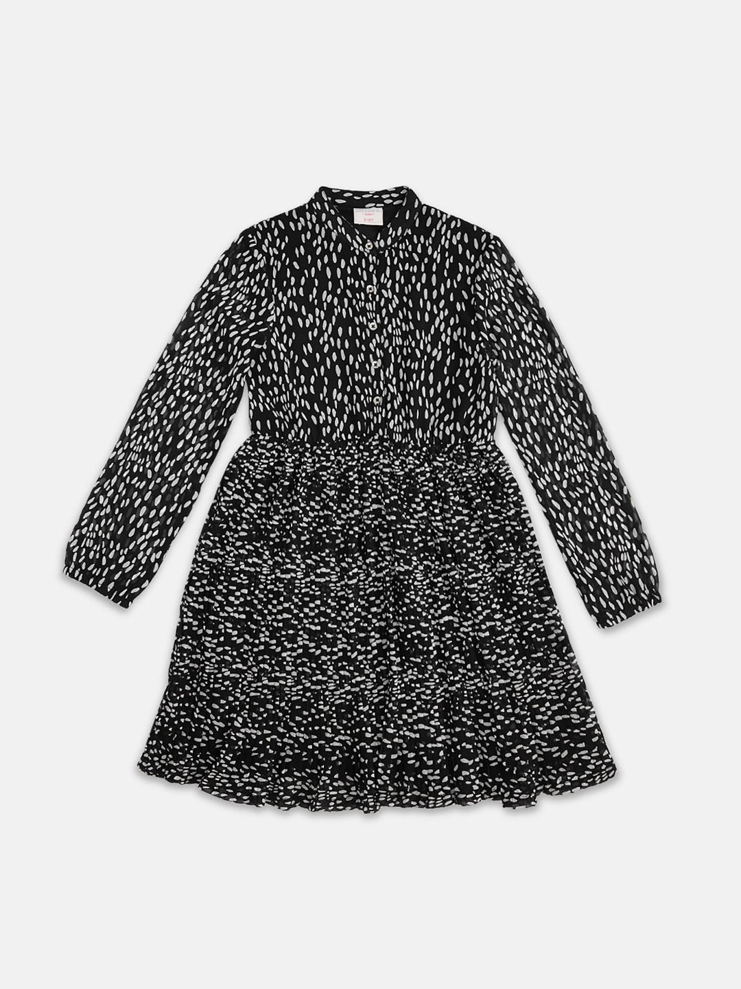 

Pantaloons Junior Black Tie-Up Neck Georgette Dress