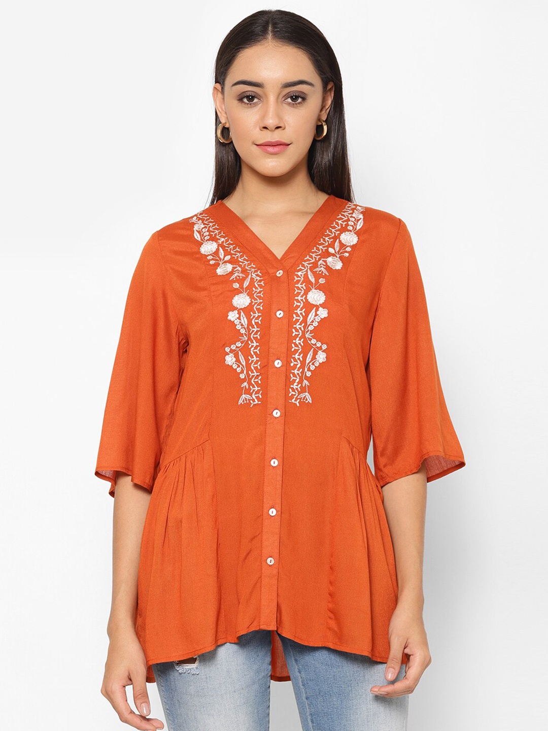 

HOUSE OF KKARMA Rust Shirt Style Top