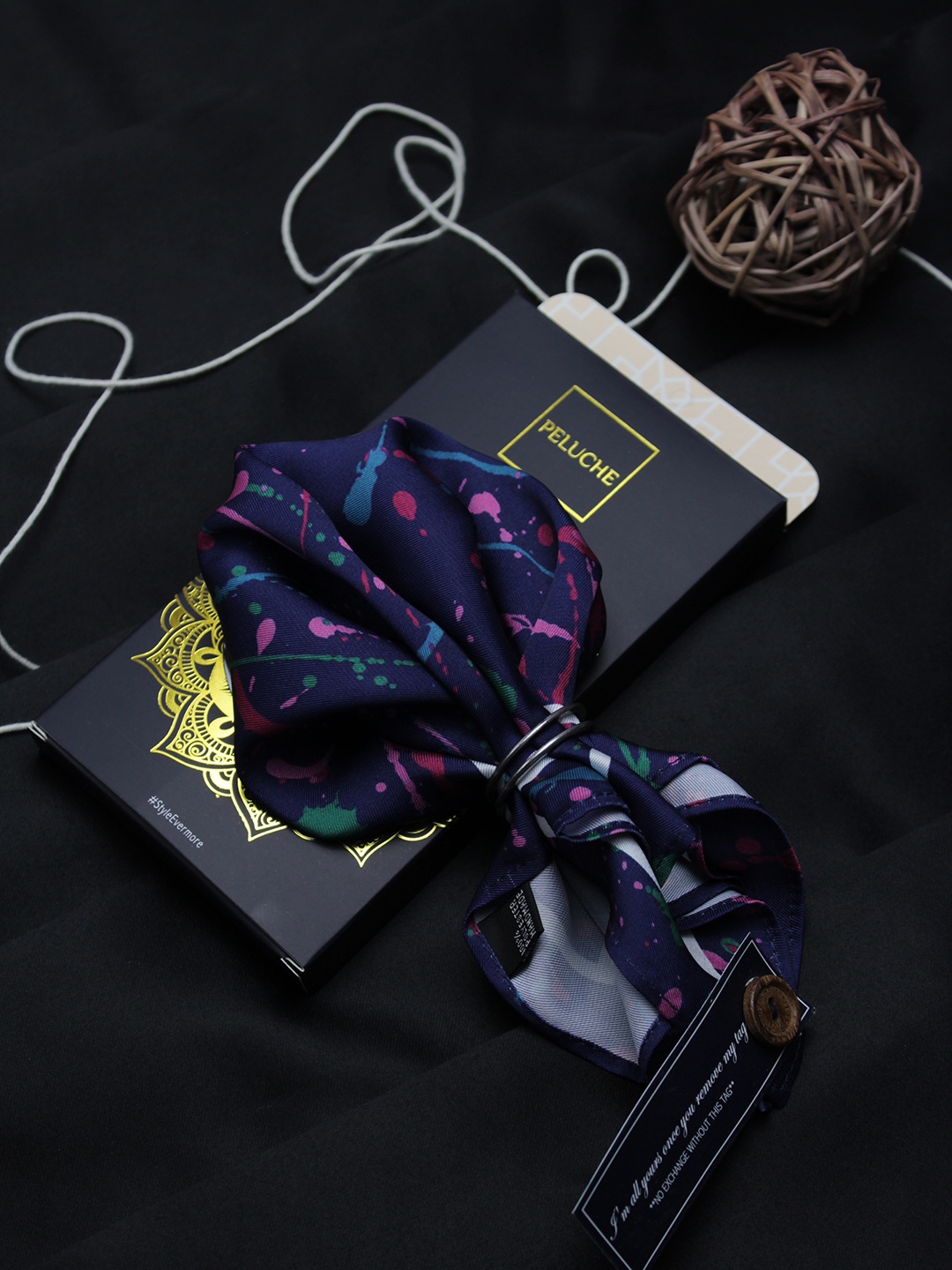

PELUCHE Men Blue Printed Silk Pocket Square