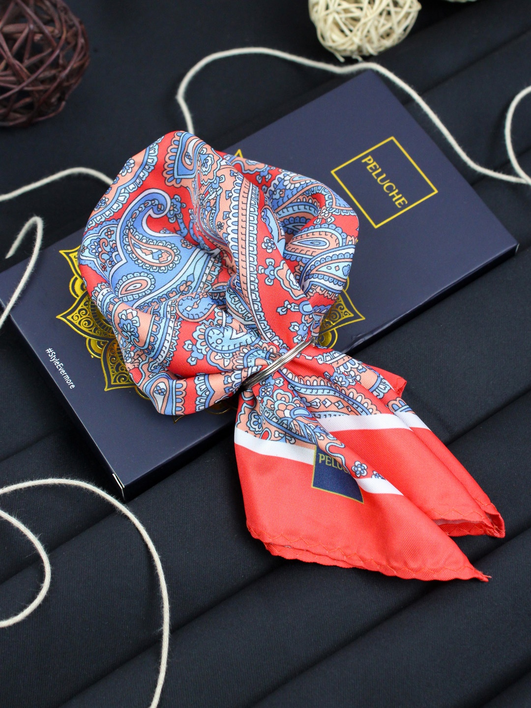 

PELUCHE Men Multicolored Printed Silk Pocket Square, Multi