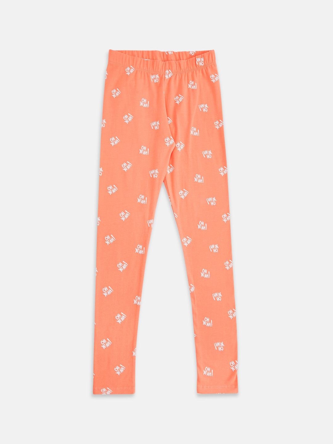 

Pantaloons Junior Girls Peach-Coloured & White Printed Leggings