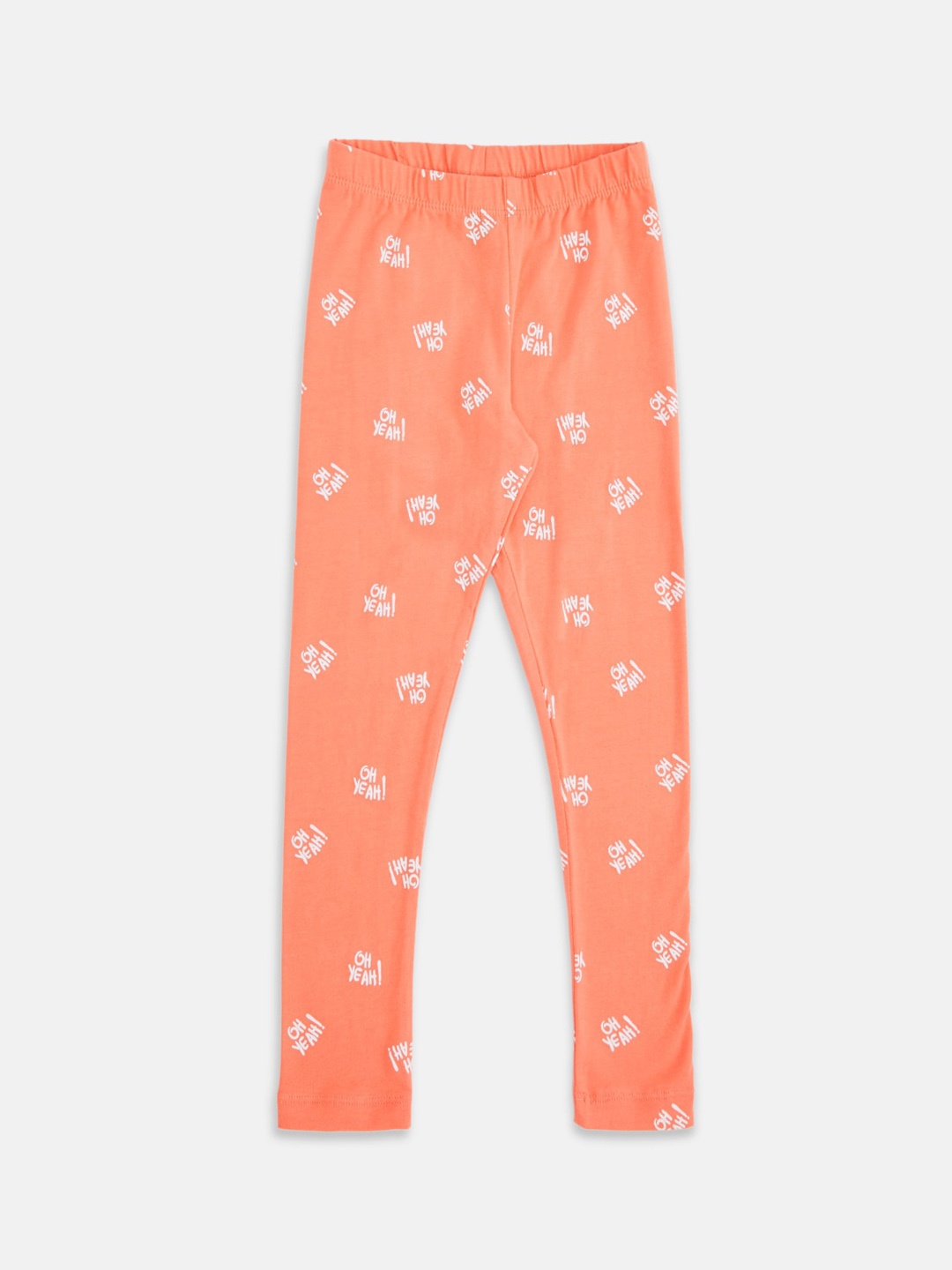 

Pantaloons Junior Girls Peach-Coloured & White Printed Ankle-length Leggings