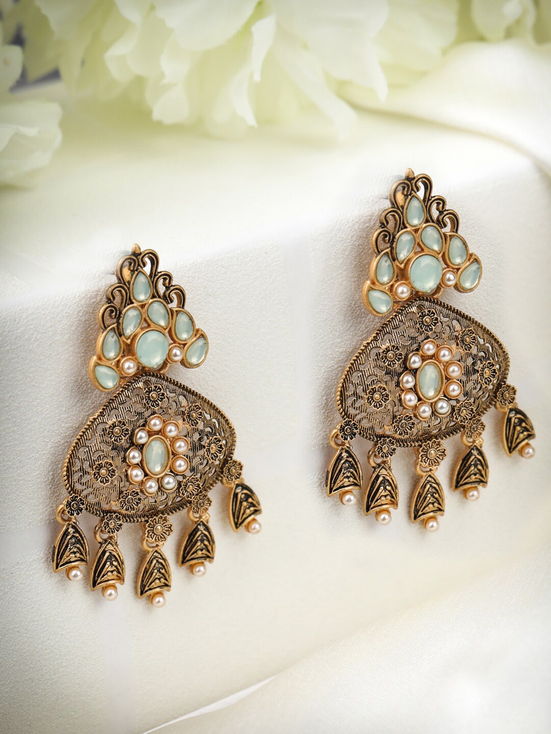 

Priyaasi Gold-Toned Gold Plated Contemporary Drop Earrings