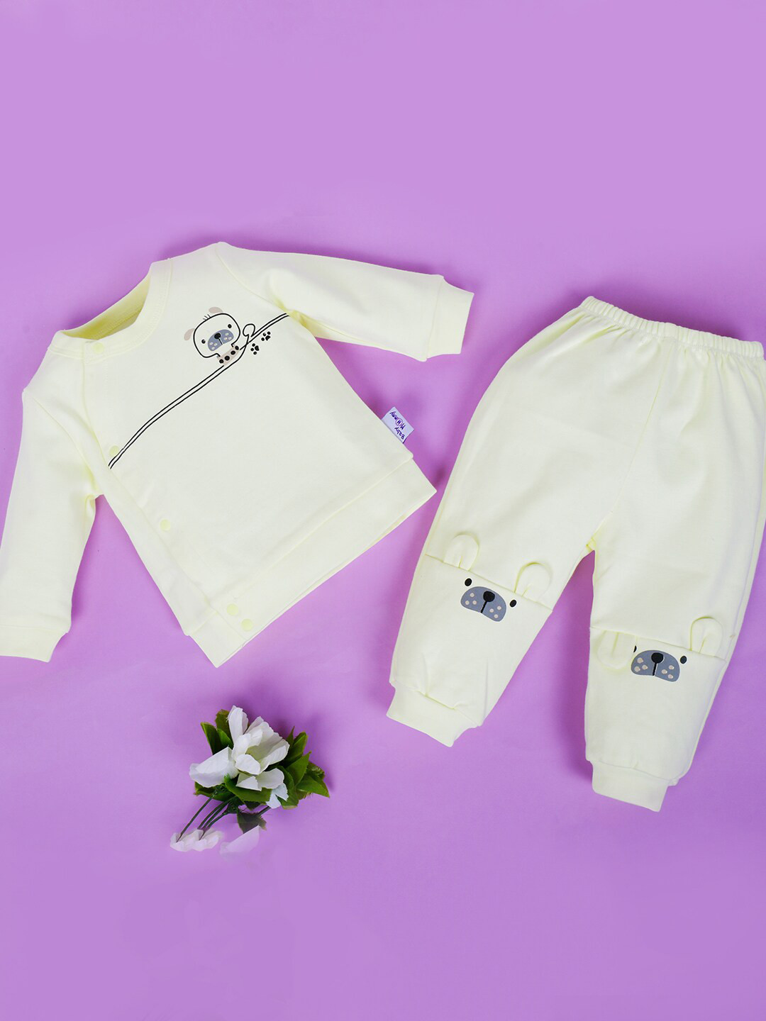 

POKORY Kids Yellow Cotton Printed Bodysuit