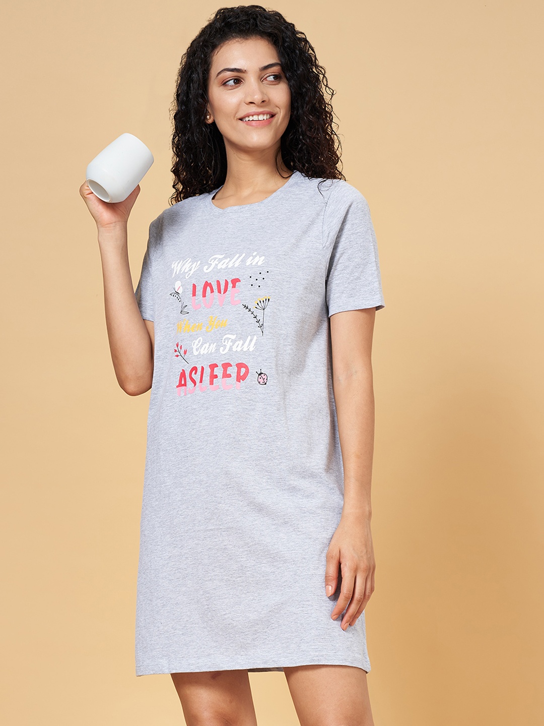 

People Grey Printed Nightdress