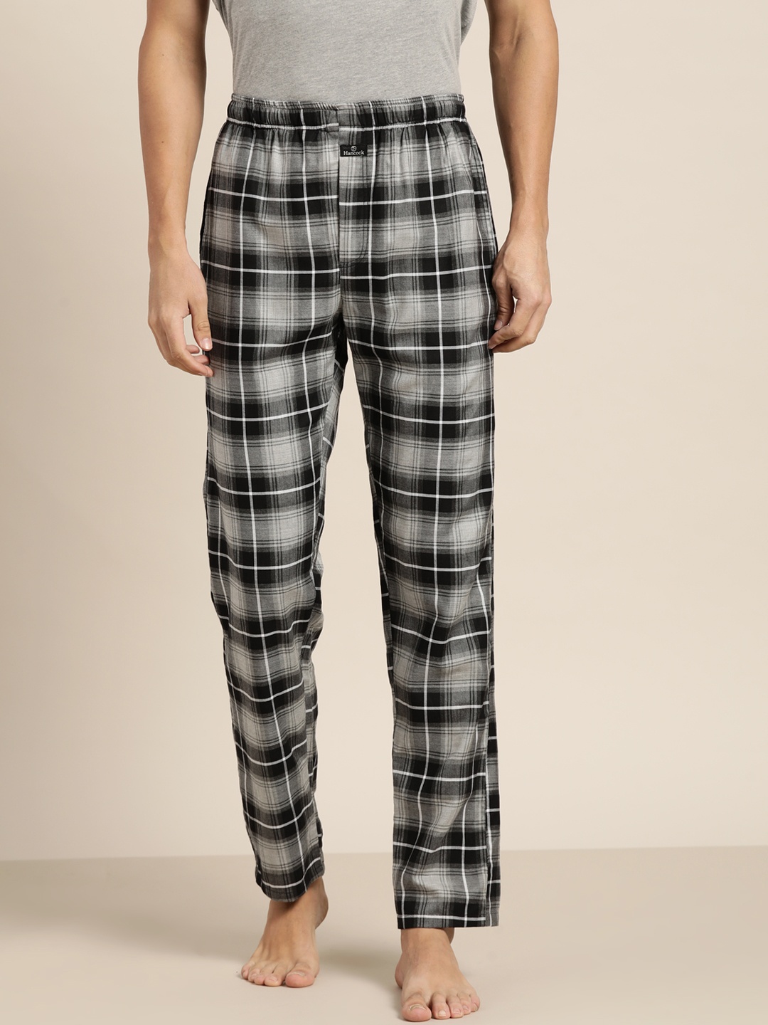 

Hancock Men Black & Grey Checked Lounge Pant