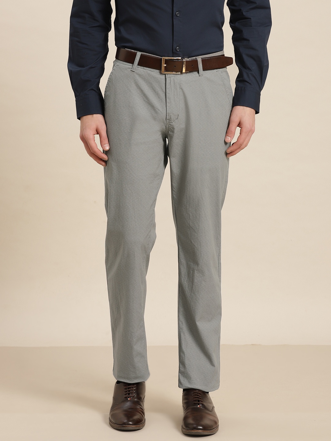 

Hancock Men Grey Printed Slim Fit Trousers