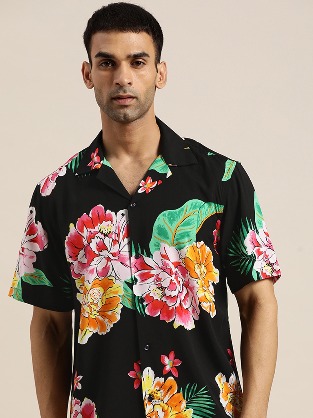 

Hancock Men Black Relaxed Floral Opaque Printed Casual Shirt