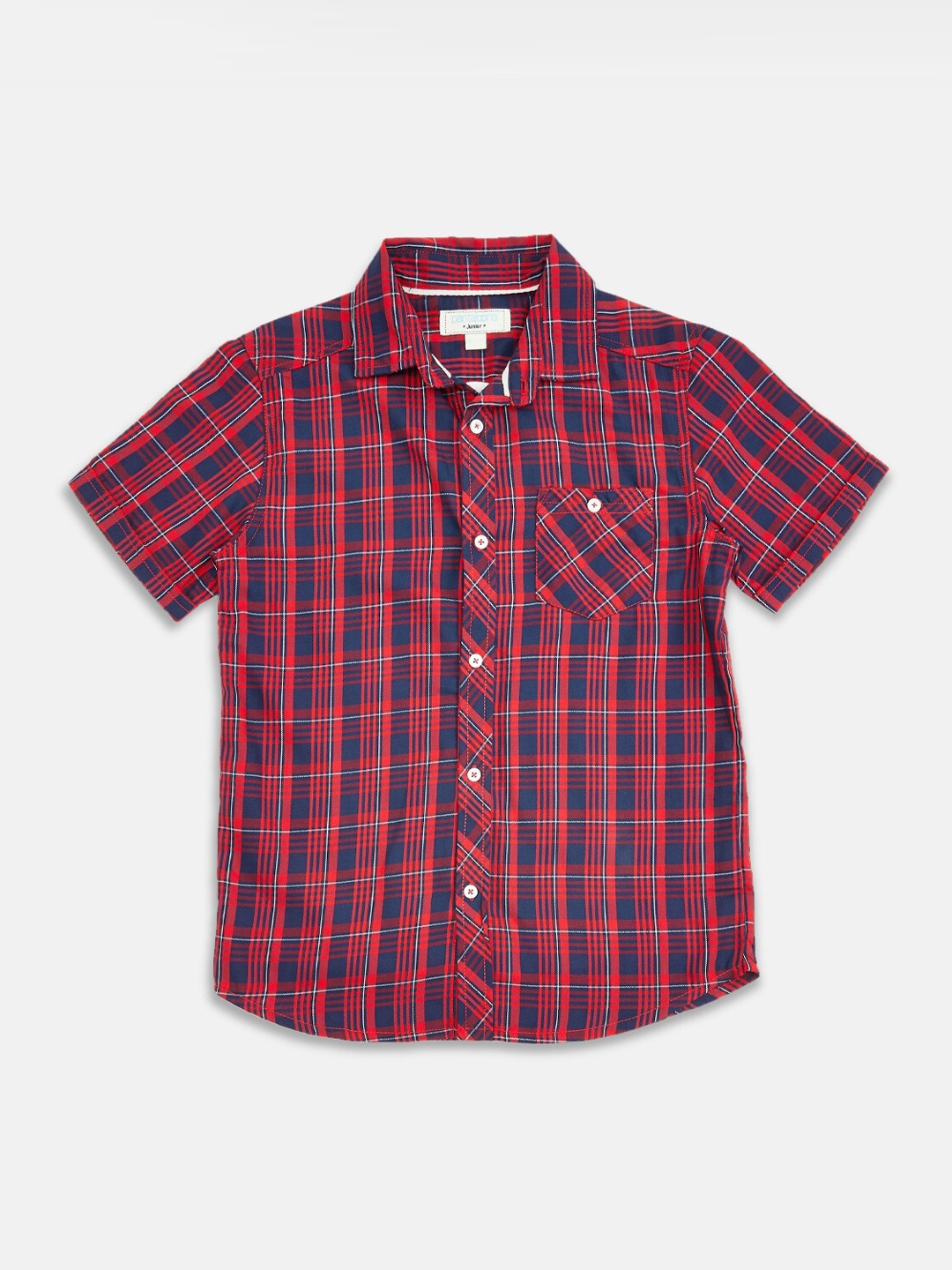 

Pantaloons Junior Boys Red & Navy Tartan Checks Casual Shirt