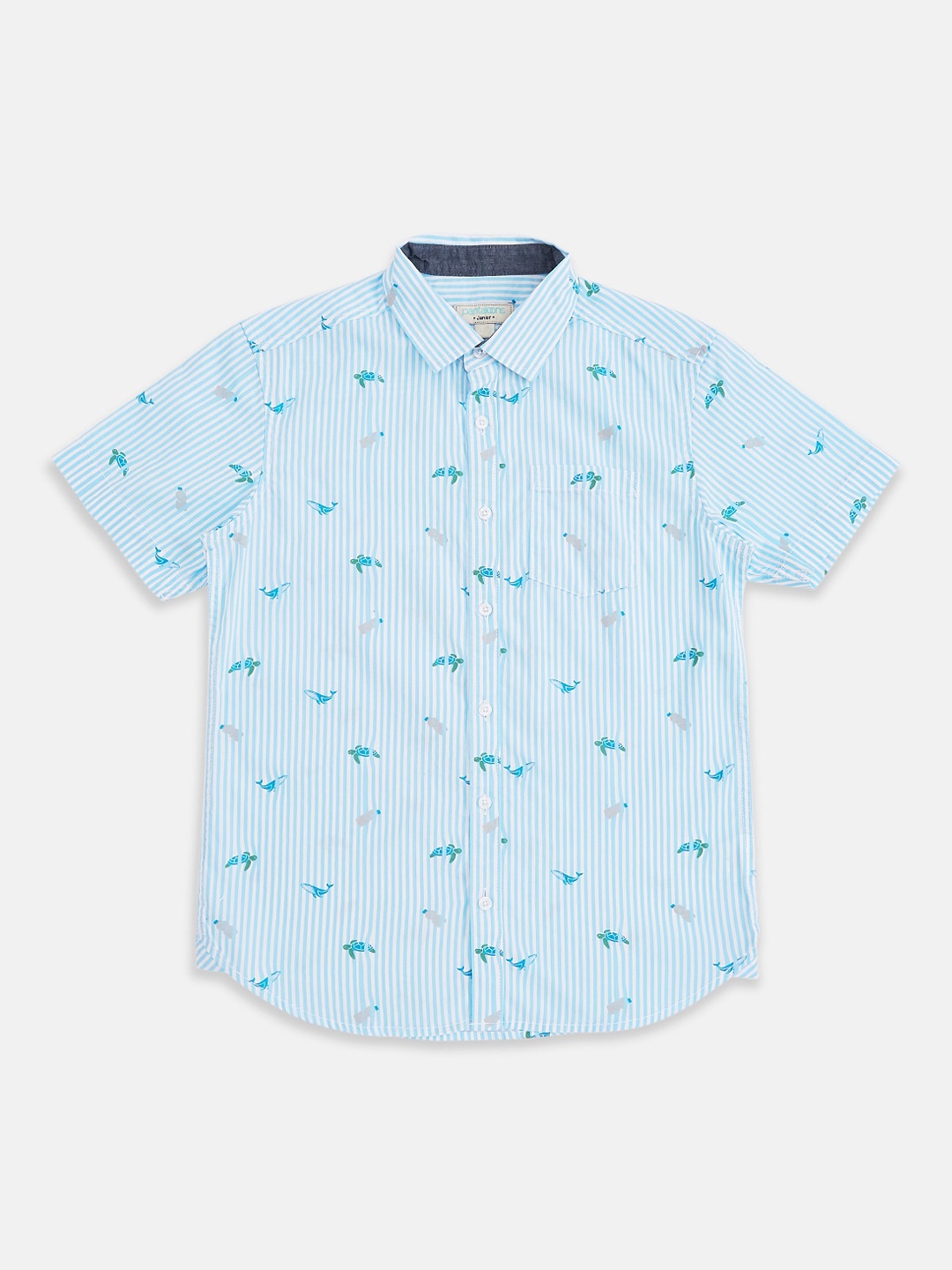 

Pantaloons Junior Boys Blue Printed Casual Shirt