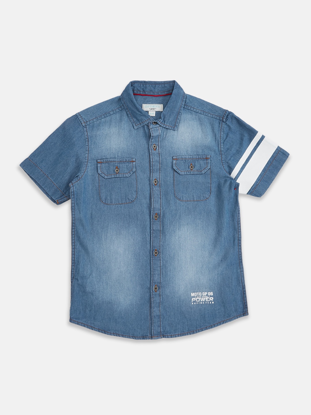 

Pantaloons Junior Boys Blue Faded Opaque Faded Casual Shirt