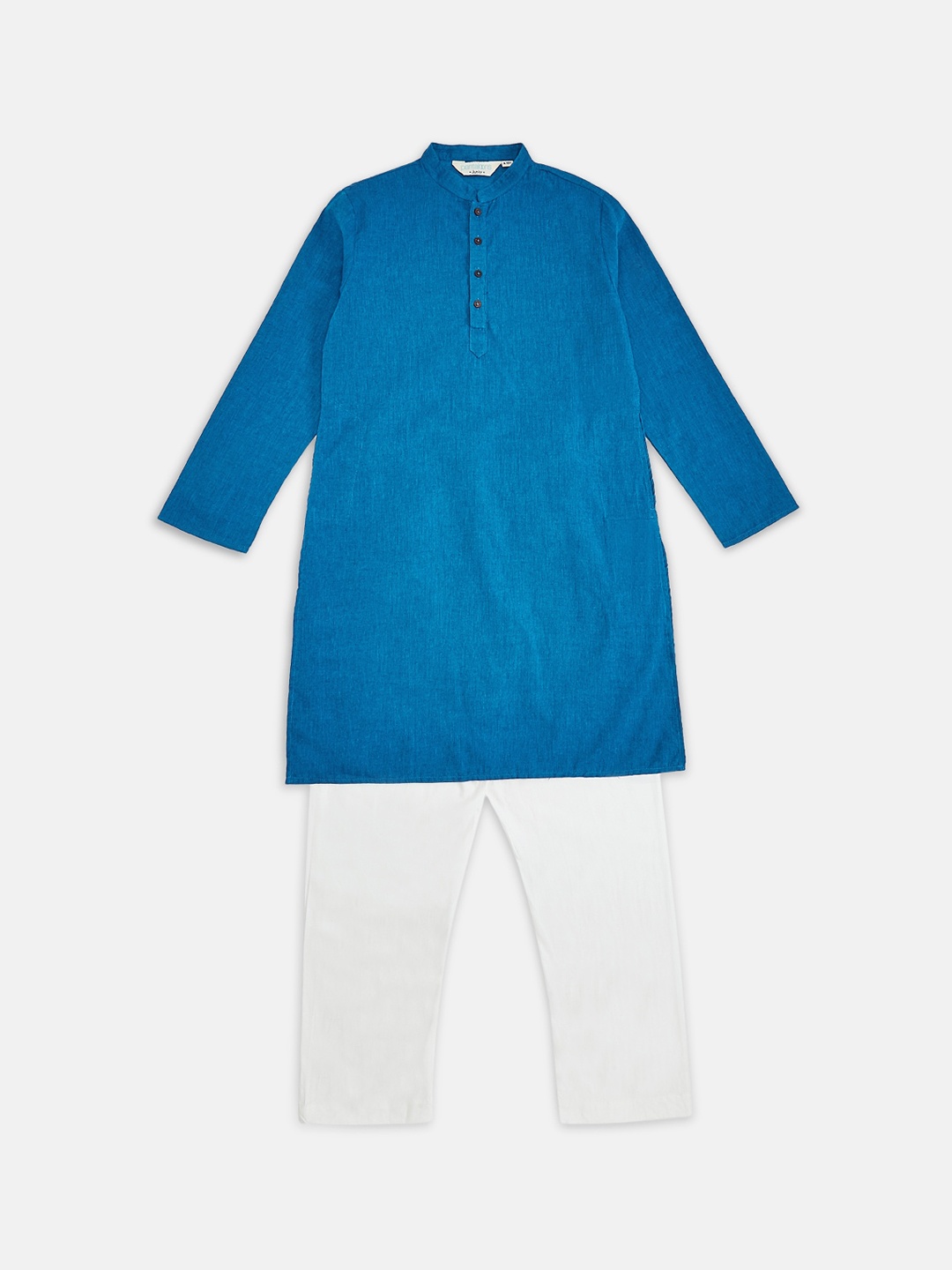 

indus route by Pantaloons Boys Blue Regular Pure Cotton Kurta with Pyjamas