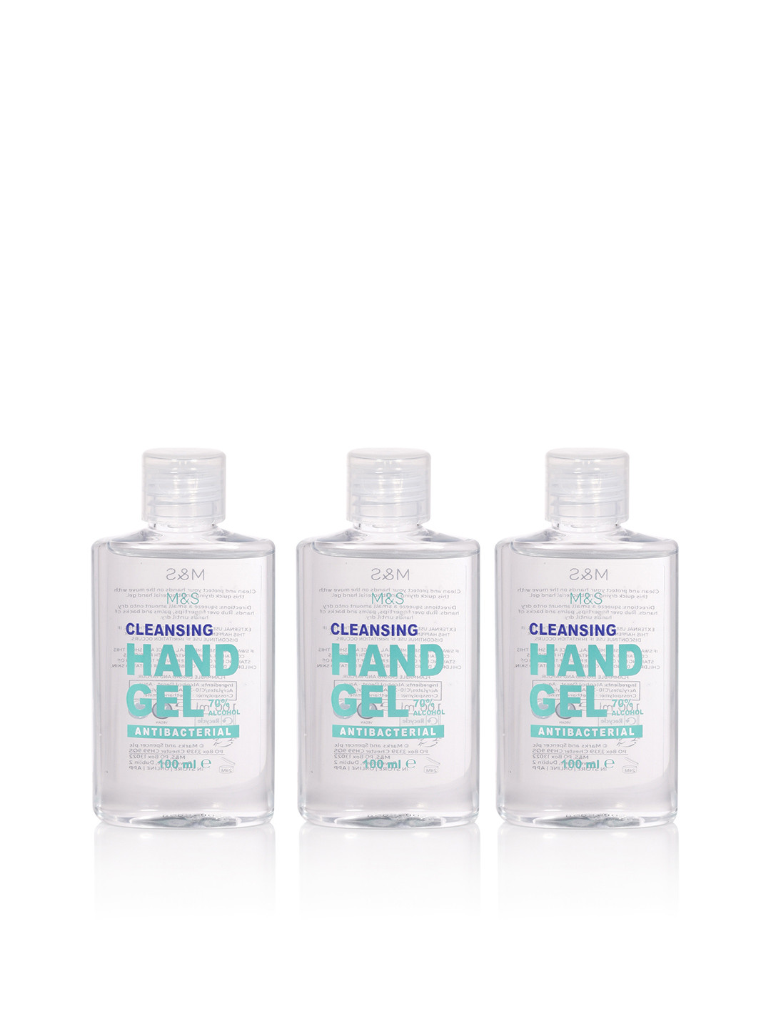 

Marks & Spencer Set of 3 Cleansing Antibacterial Gel Sanitizer 300ml, Transparent