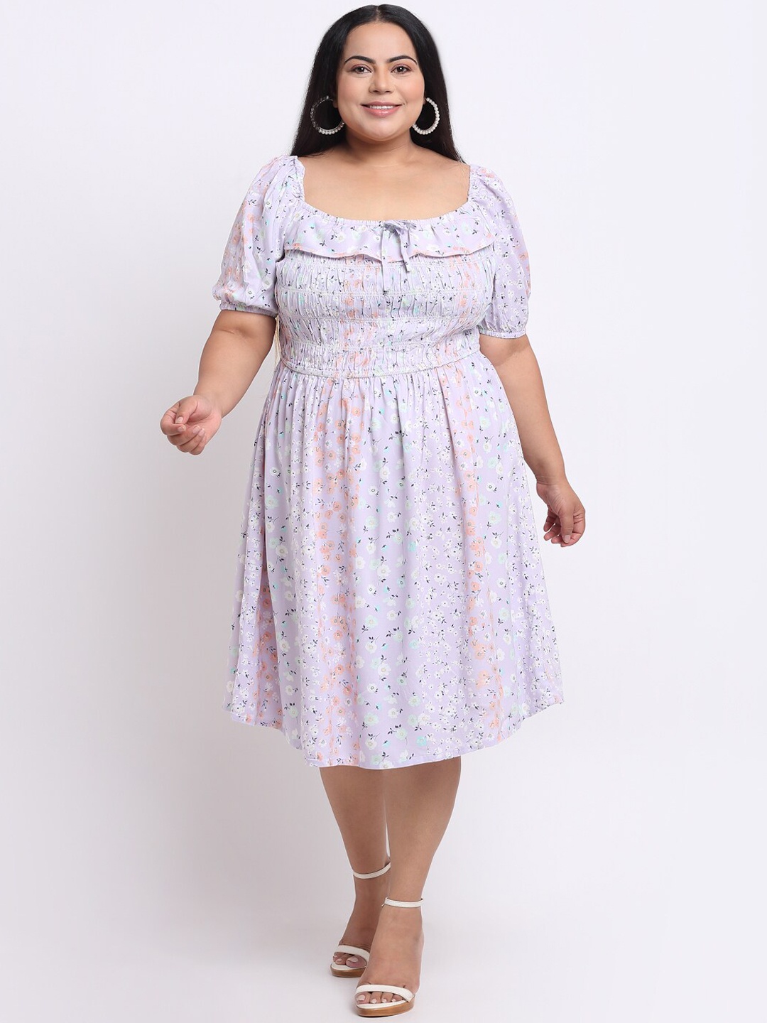 

sindrellastorie Lavender Floral A-Line Dress