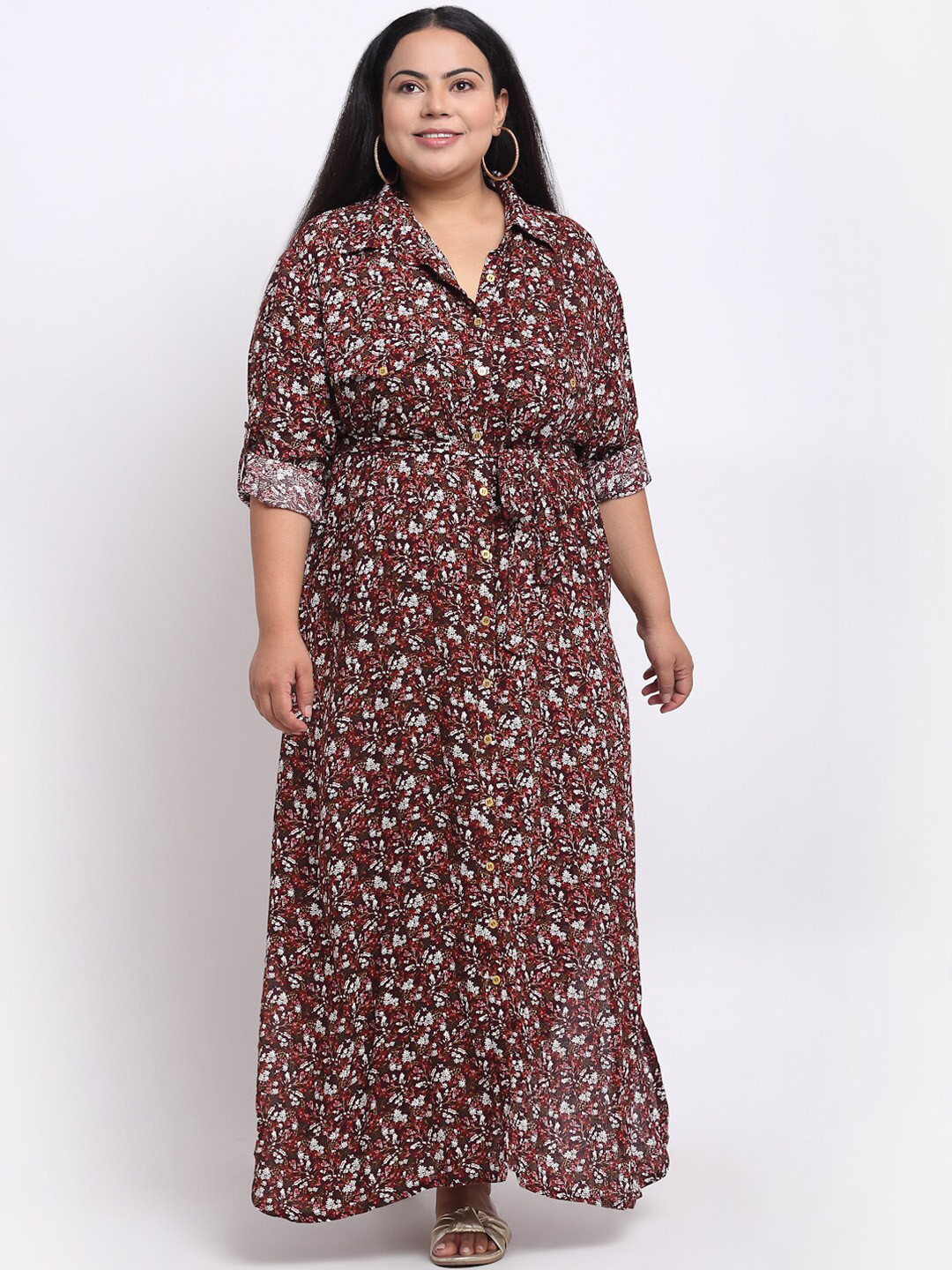 

sindrellastorie Brown Floral Midi Dress