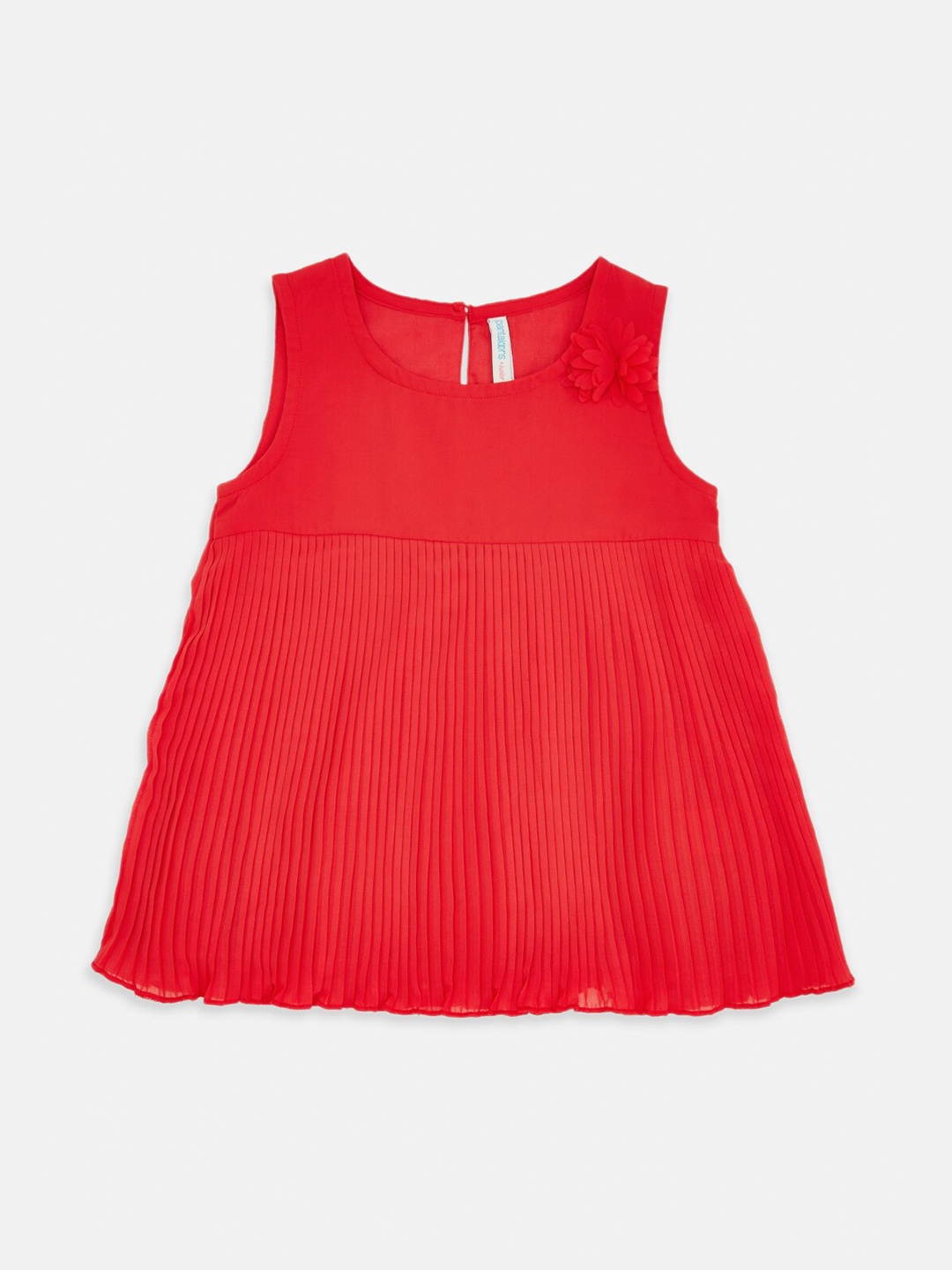

Pantaloons Junior Girls Red Accordion Pleated Layered A-Line Dress