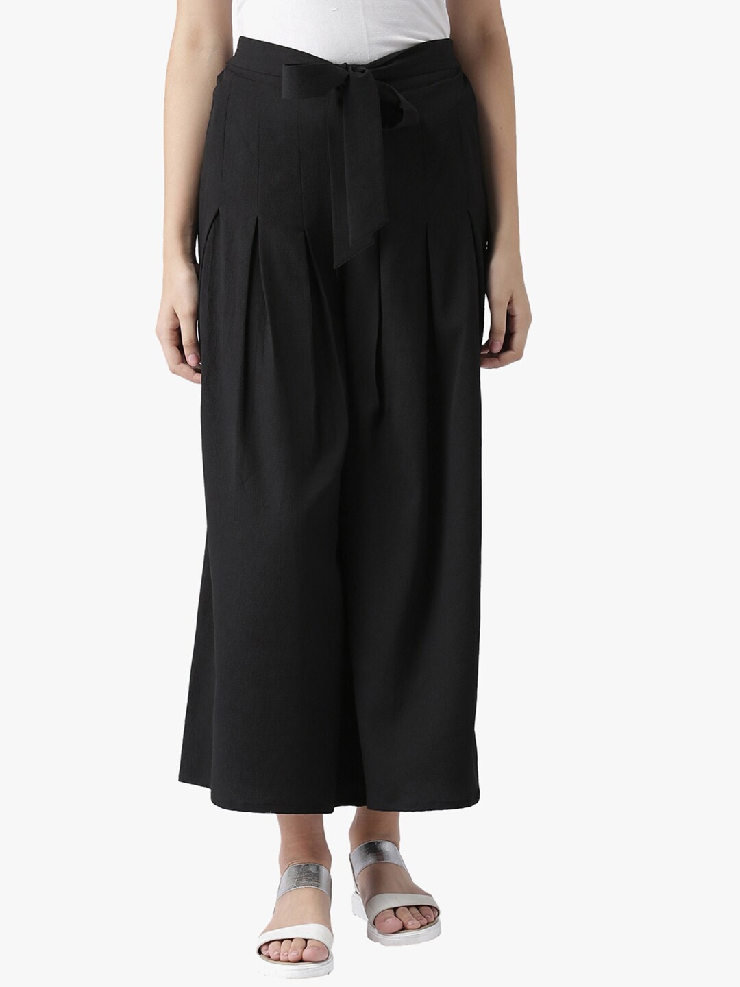 

DODO & MOA Women Black Pleated Culottes Trousers