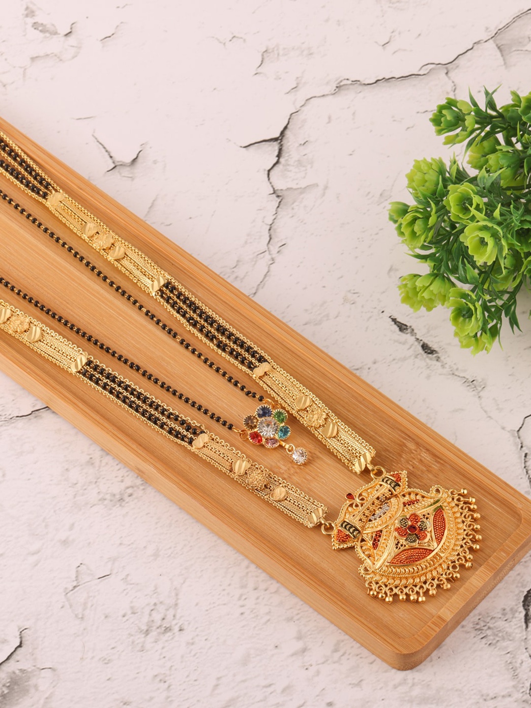 

Brandsoon Set Of 2 Gold-Plated Beaded Mangalsutras