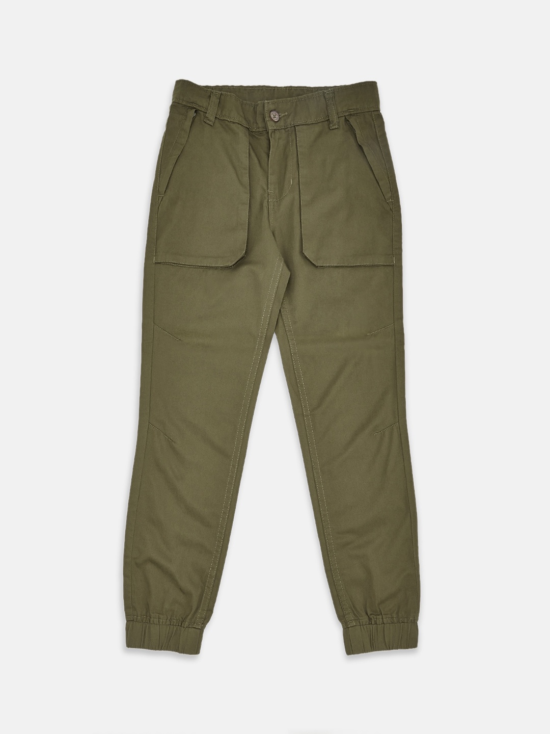 

Pantaloons Junior Boys Olive Green Solid Joggers