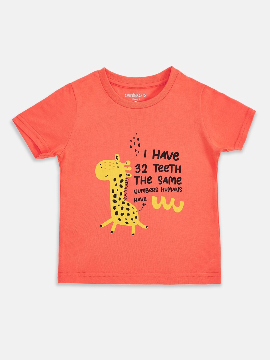 

Pantaloons Baby Boys Coral Pure Cotton Typography Printed T-shirt