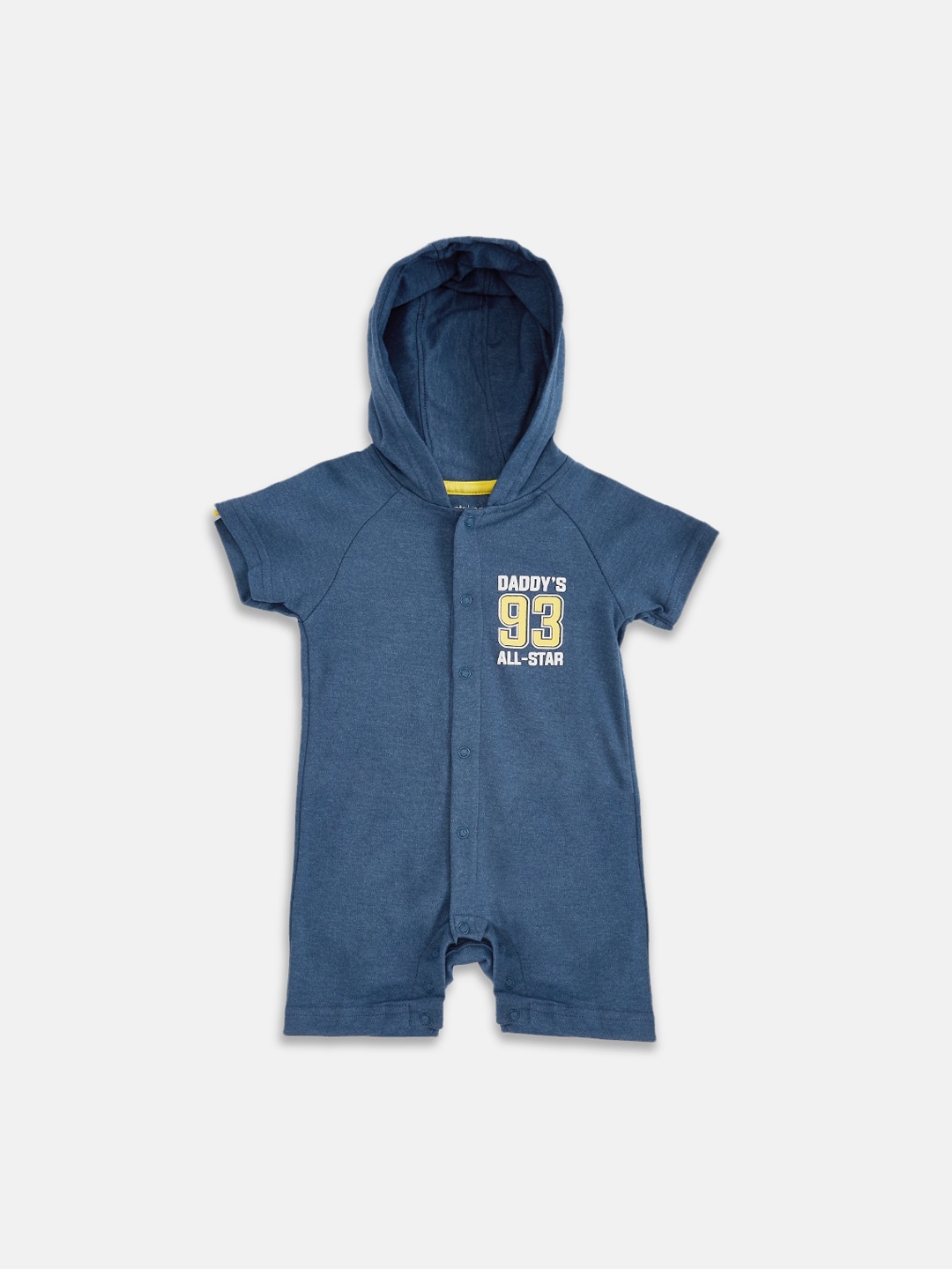 

Pantaloons Baby Boys Navy Blue Solid Hooded Cotton Sleepsuit