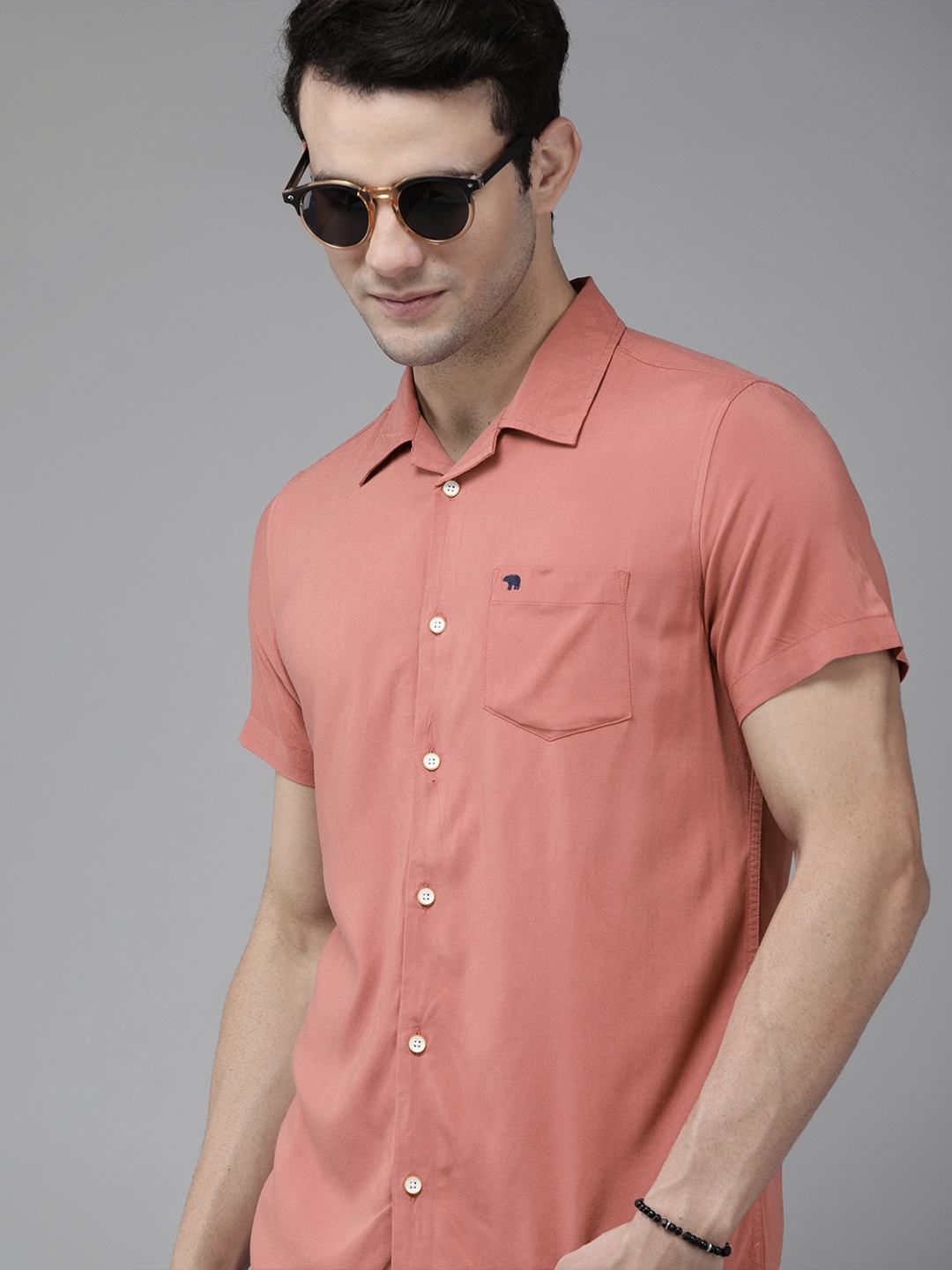 

THE BEAR HOUSE Men Pink Slim Fit Casual Shirt