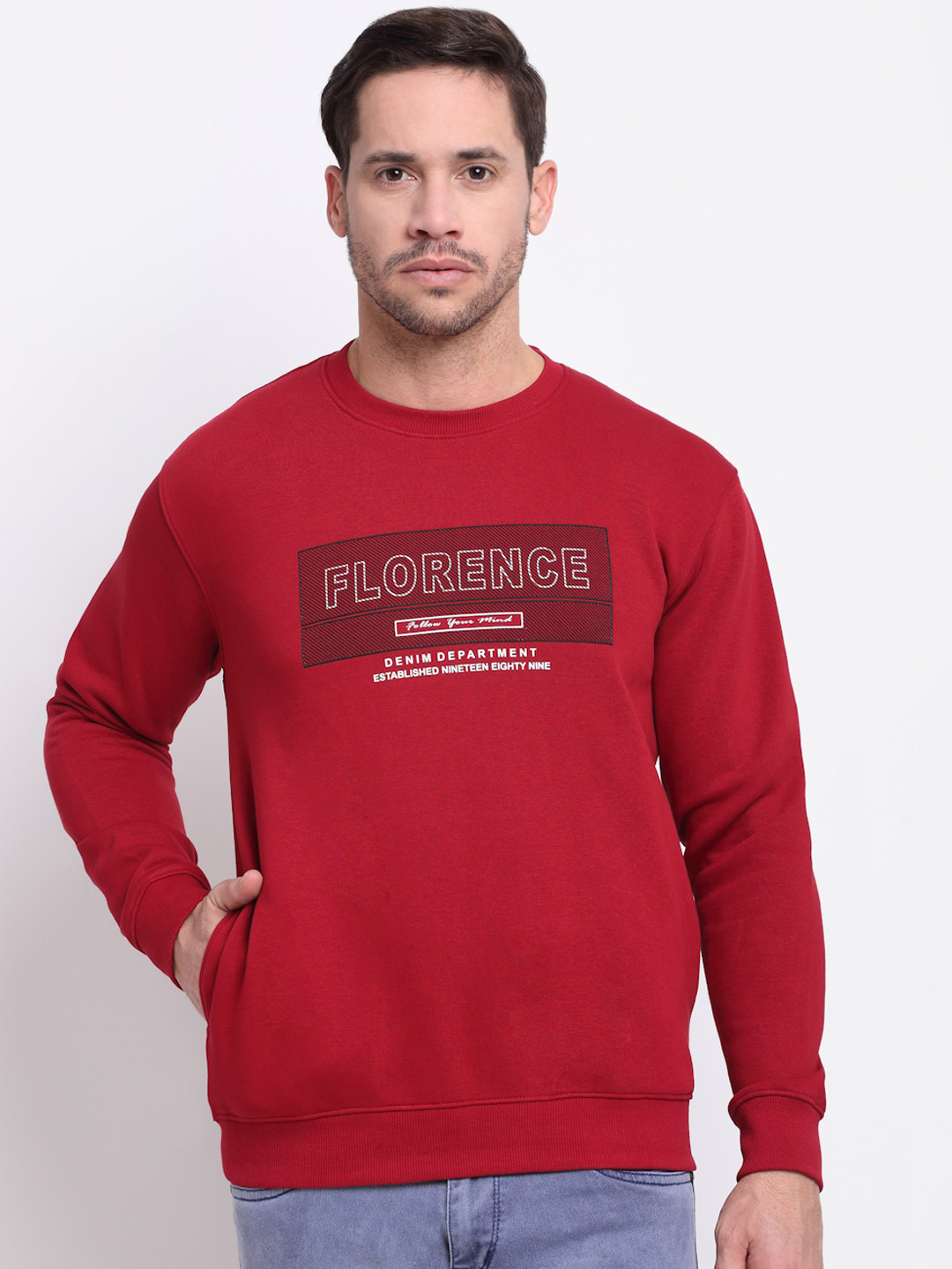 

Cantabil Men Maroon & White Typography Printed Sweatshirt