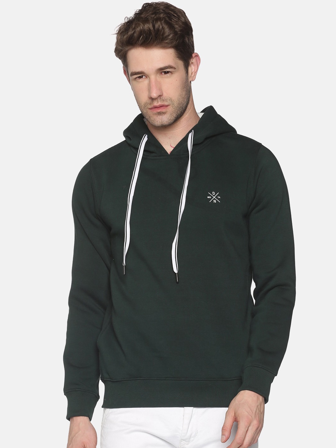 

SHOWOFF Men Green Hooded Sweatshirt