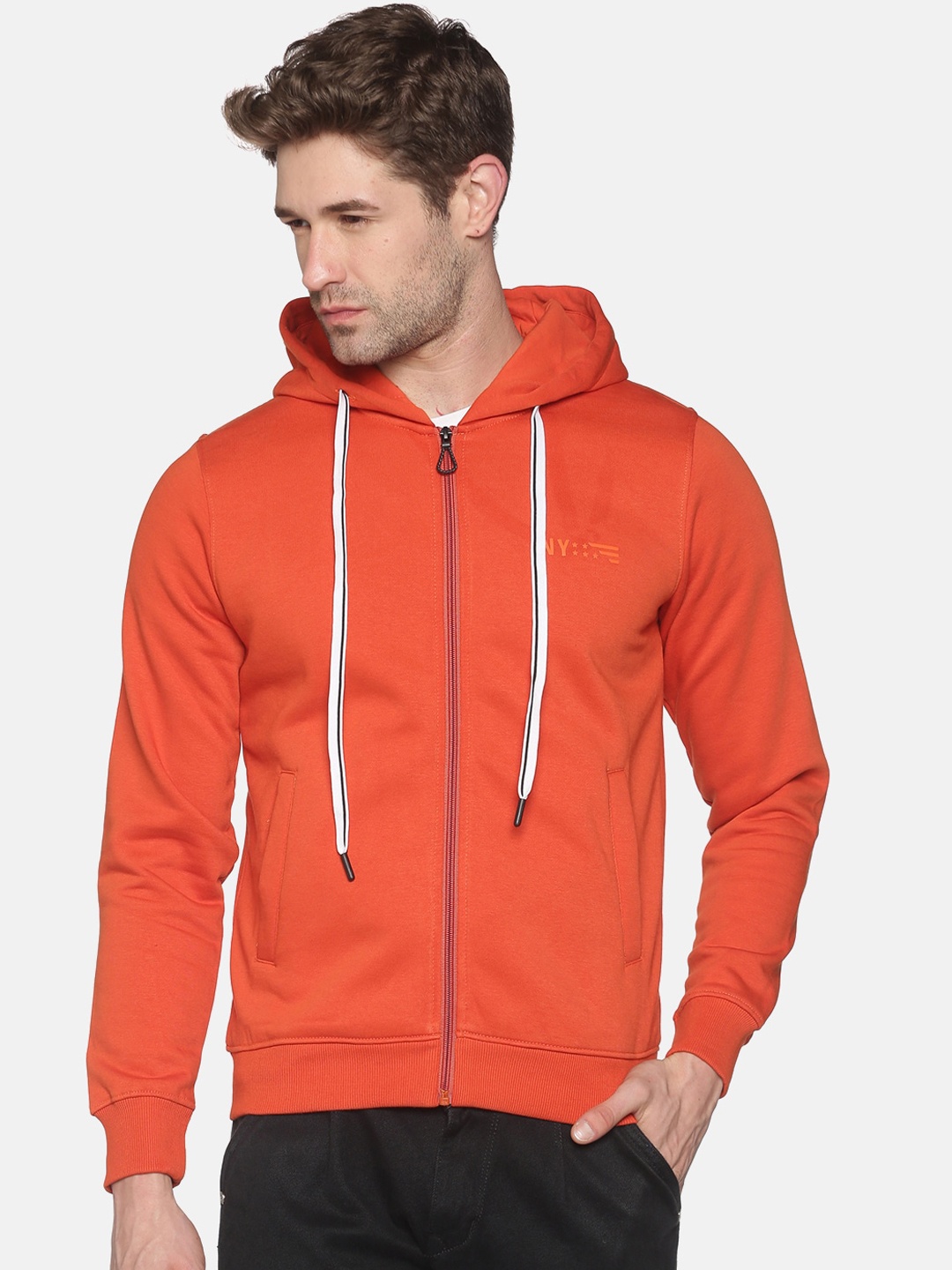 

SHOWOFF Men Orange Hooded Sweatshirt