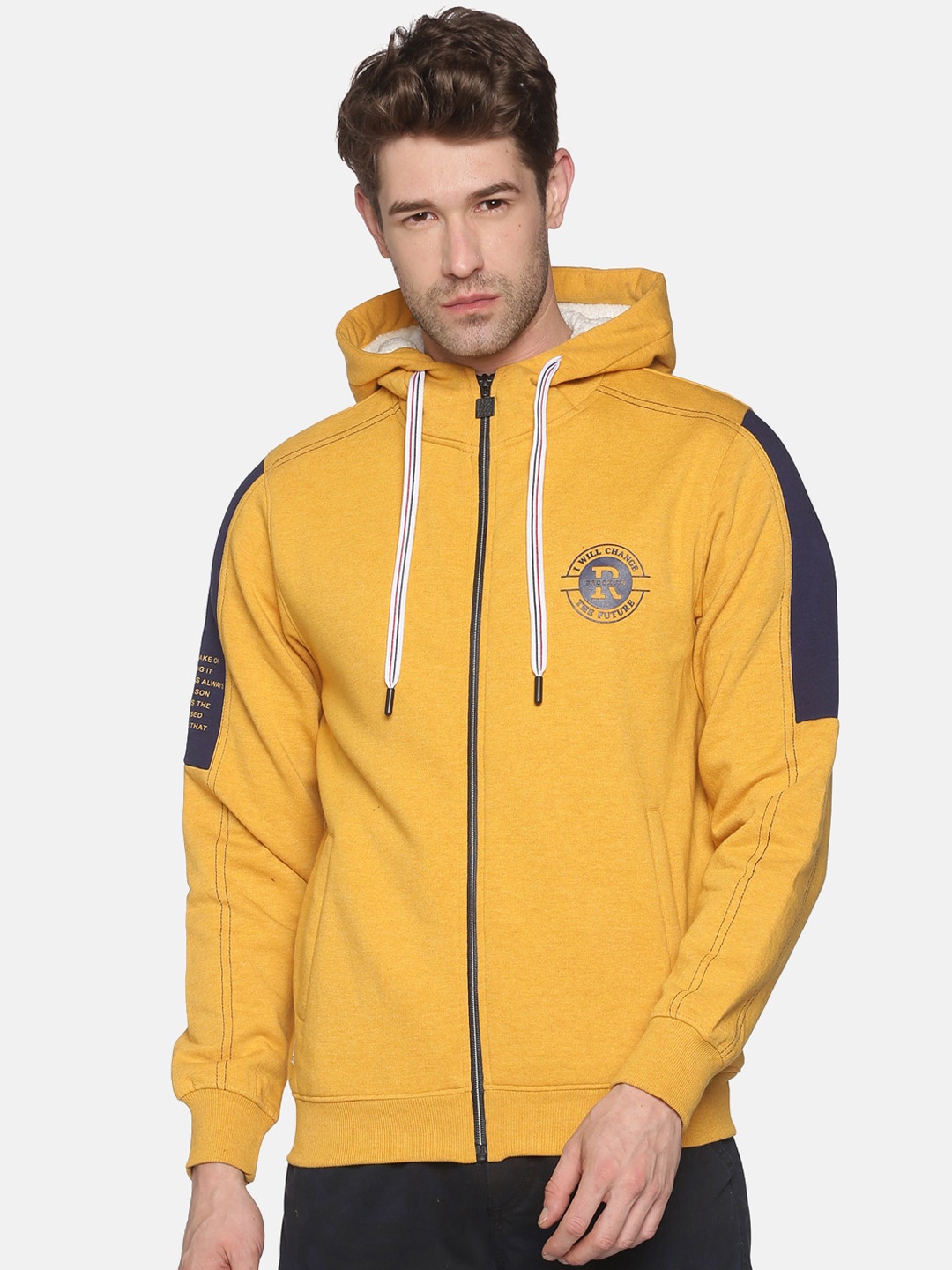 

SHOWOFF Men Yellow Hooded Sweatshirt