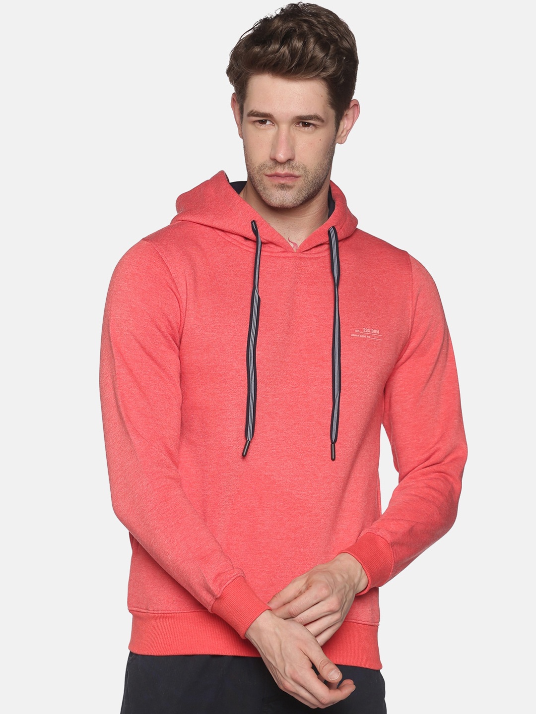 

SHOWOFF Men Pink Hooded Sweatshirt