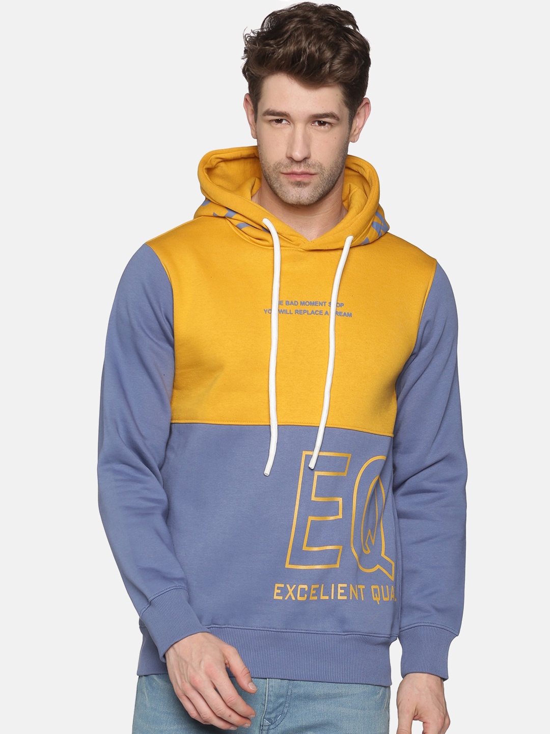 

SHOWOFF Men Blue Colourblocked Hooded Sweatshirt