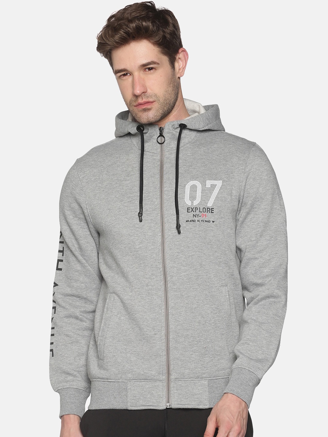 

SHOWOFF Men Grey Hooded Sweatshirt