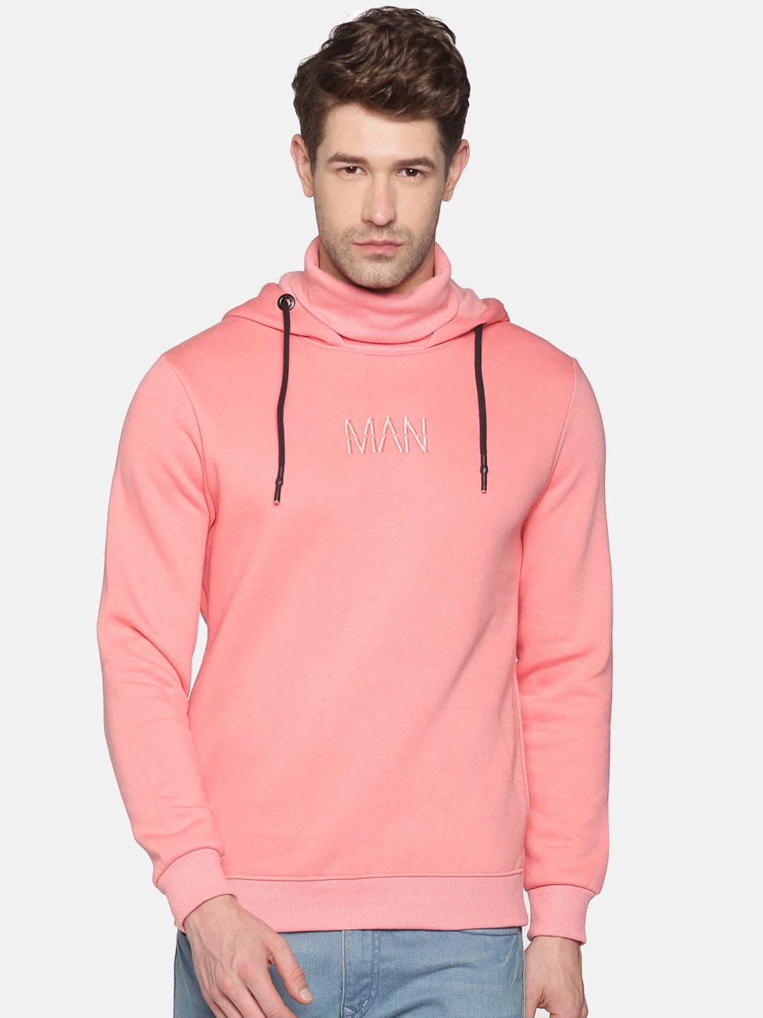 

SHOWOFF Men Pink Hooded Sweatshirt