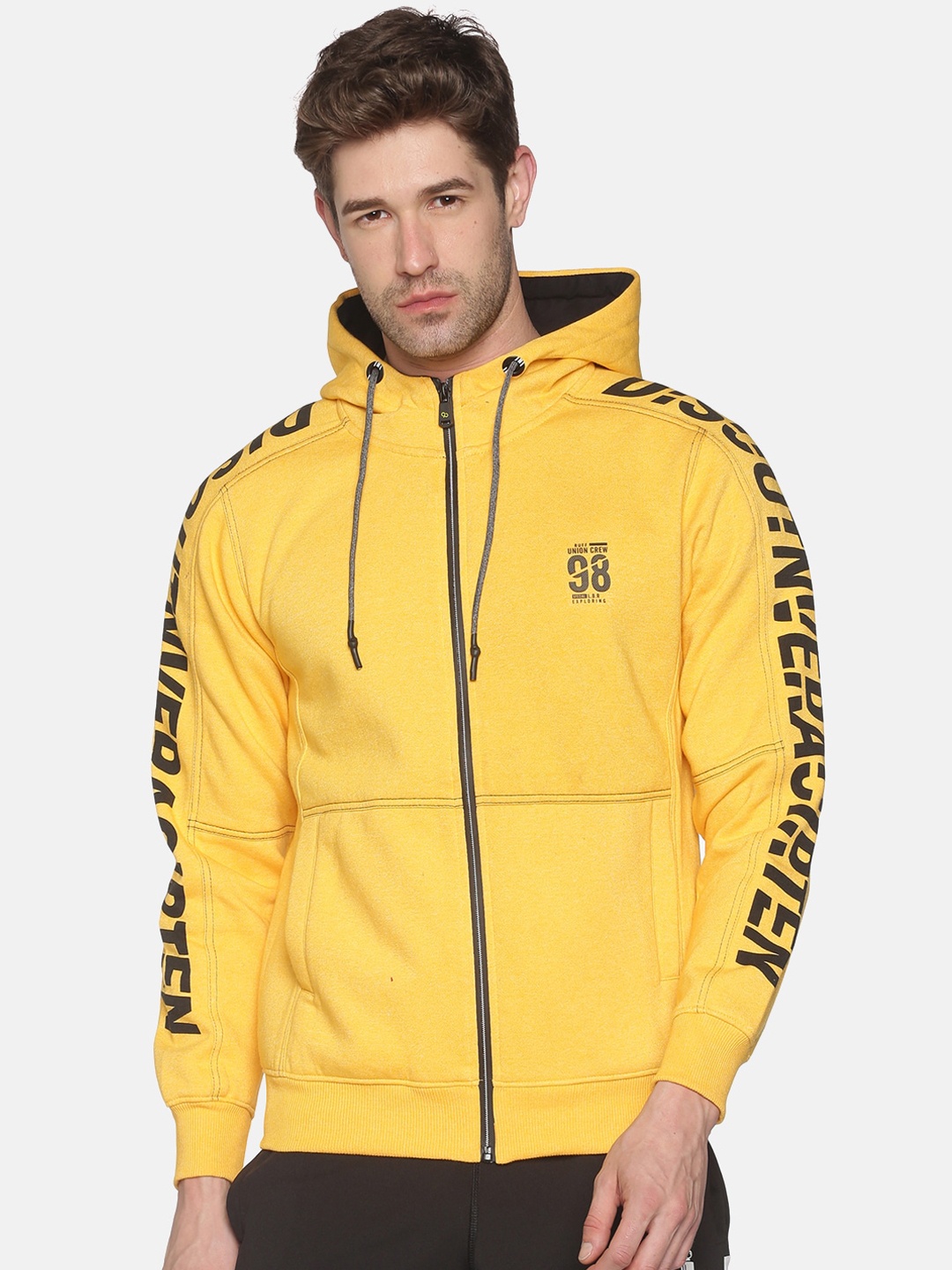 

SHOWOFF Men Yellow Hooded Sweatshirt