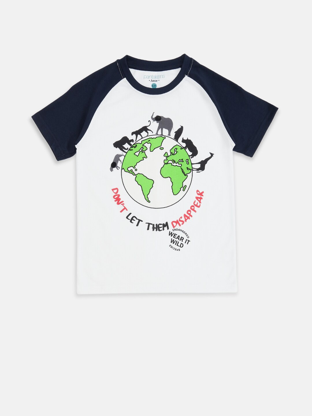 

Pantaloons Junior Boys White & Green Printed T-shirt
