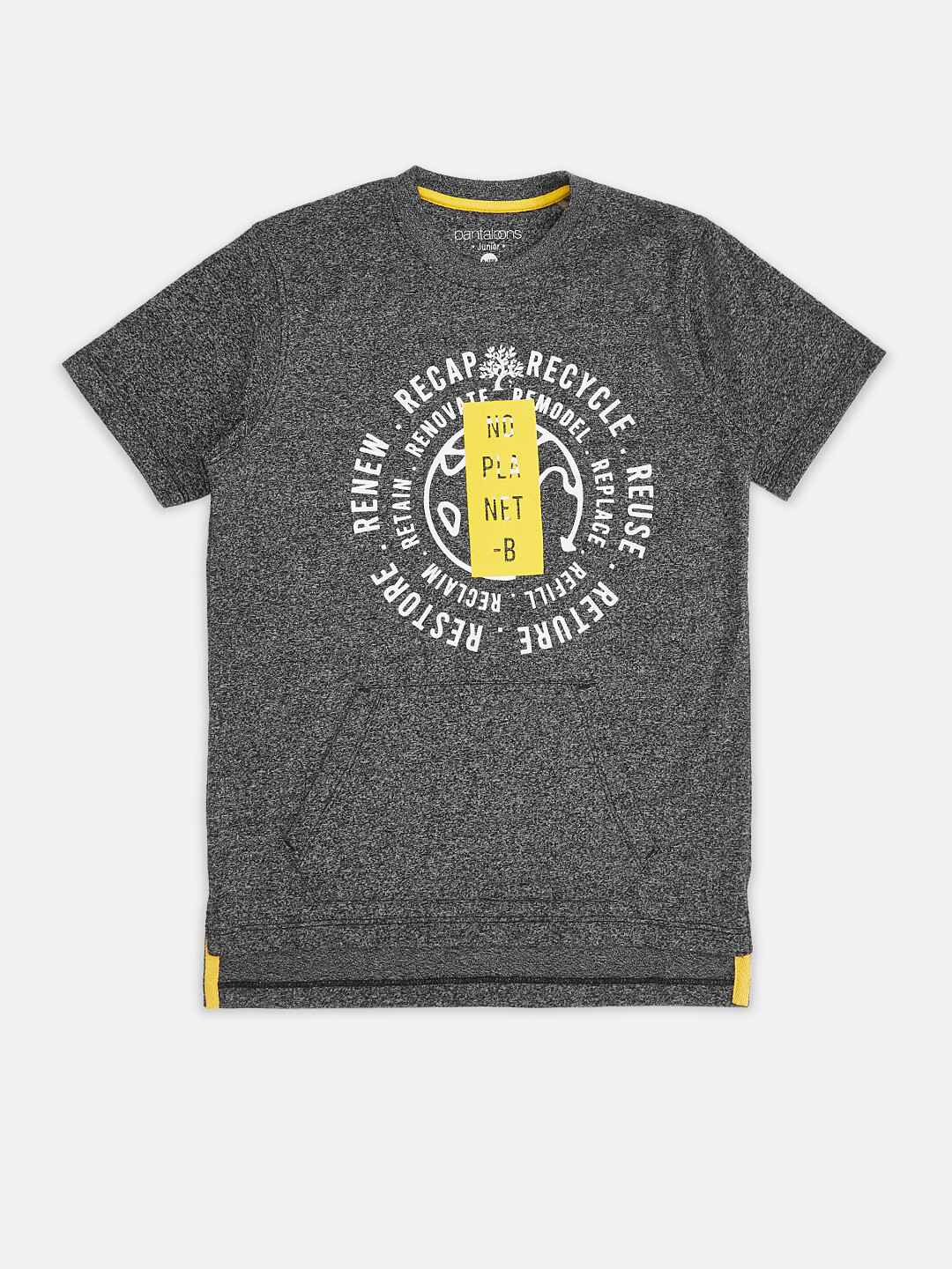 

Pantaloons Junior Boys Grey Typography Pure Cotton Printed T-shirt