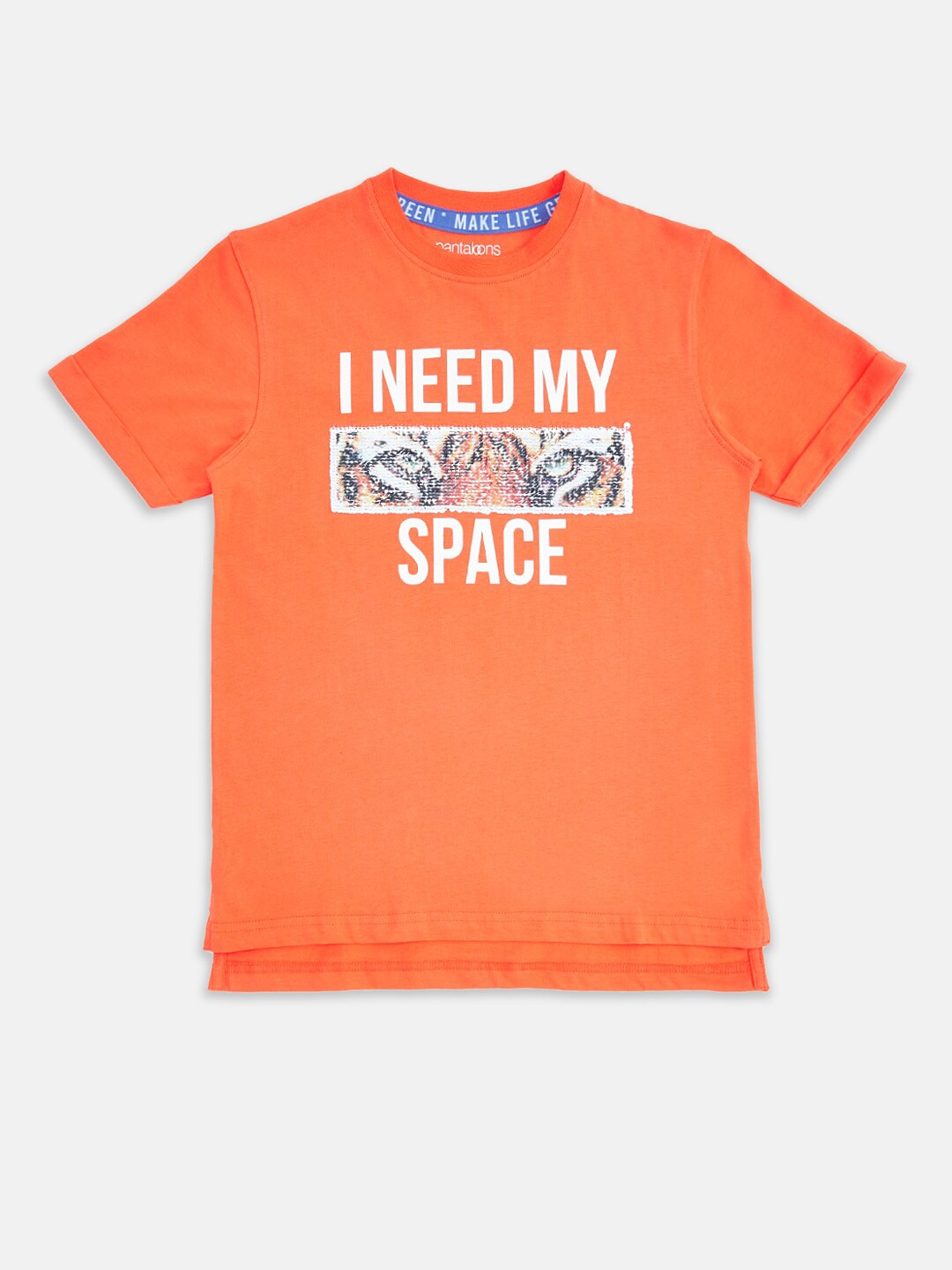 

Pantaloons Junior Boys Orange Cotton Typography Printed T-shirt