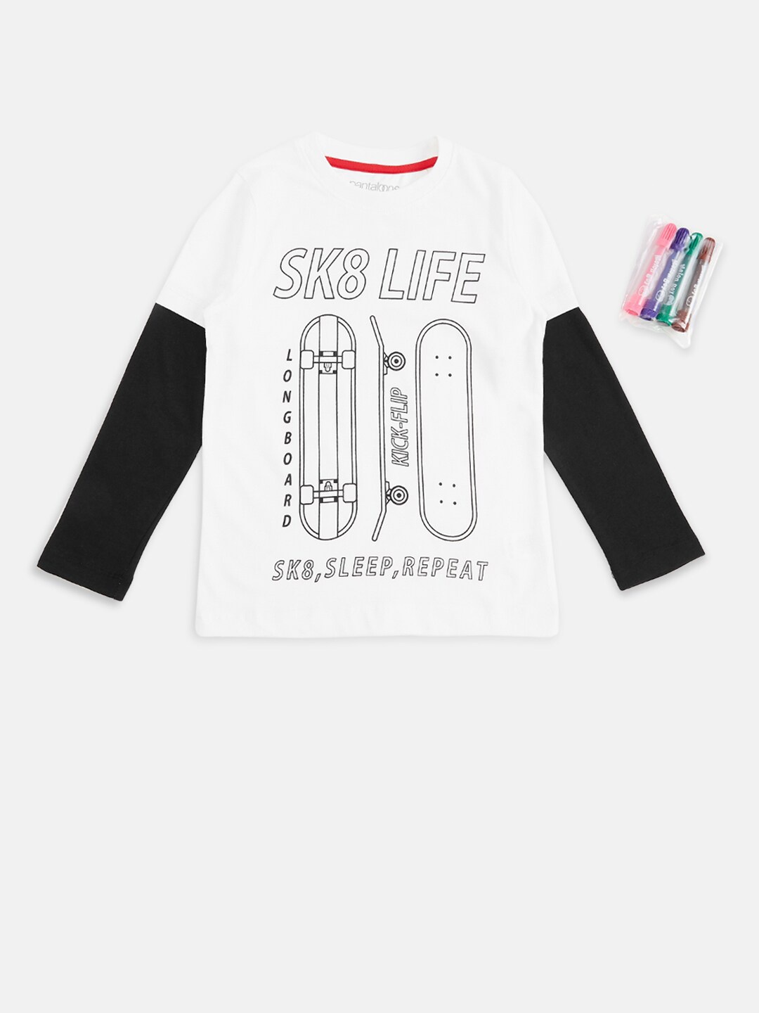 

Pantaloons Junior Boys White Typography Printed T-shirt