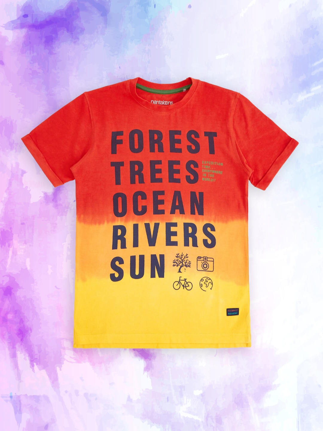 

Pantaloons Junior Boys Red & Yellow Cotton Typography Printed T-shirt