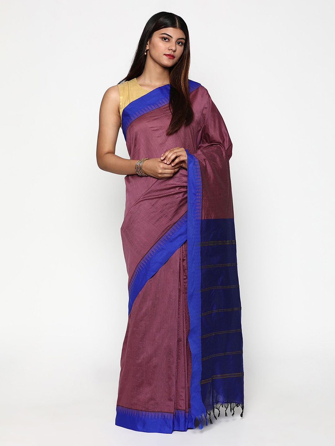 

Sudarshan Silks Pink & Blue Silk Cotton Saree