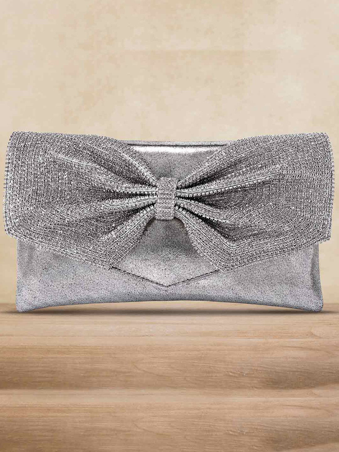 

Peora Grey Embellished Purse Clutch