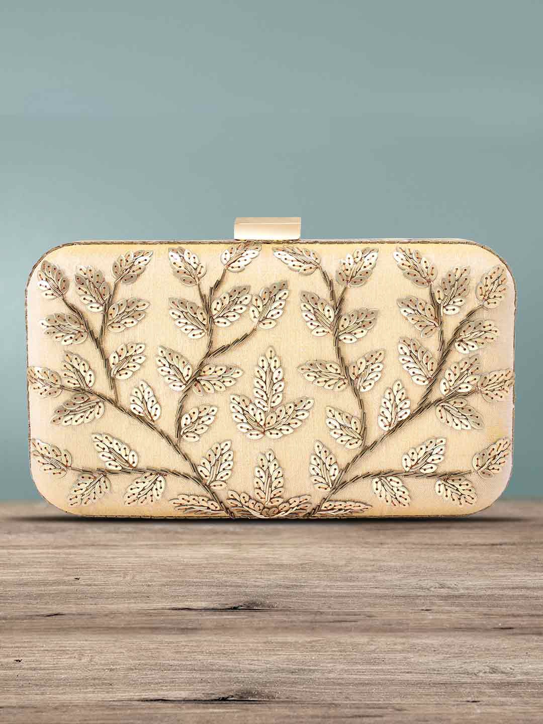 

Peora Gold-Toned Embellished Box Clutch
