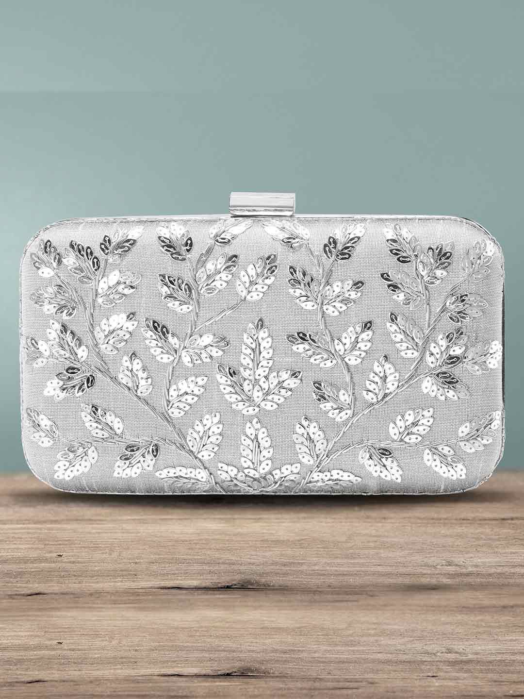 

Peora Women Silver-Tone Embellished Box Clutches