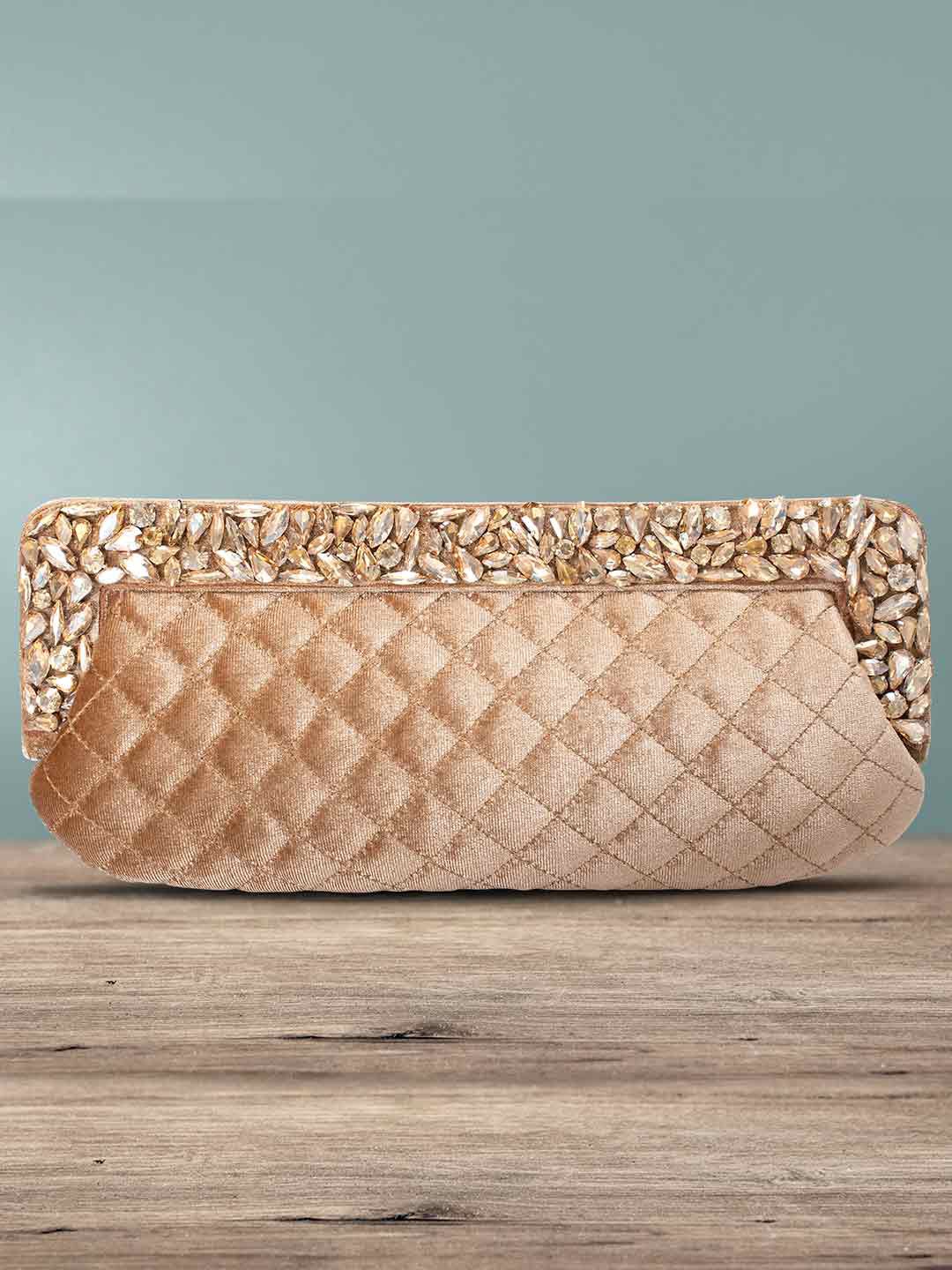 

Peora Brown Textured Purse Clutch