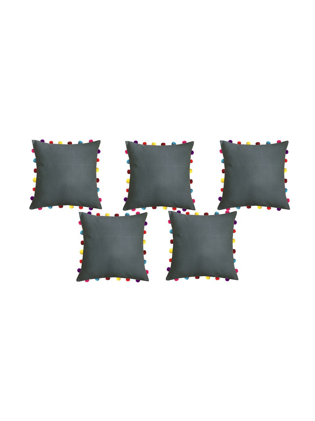 

Lushomes Grey 5 Pieces Square Cushion Covers