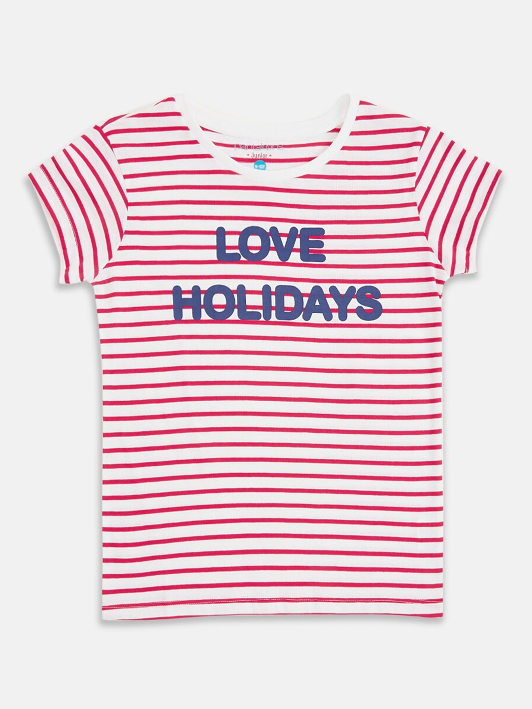 

Pantaloons Junior Girls Pure Cotton Red & White Striped T-shirt