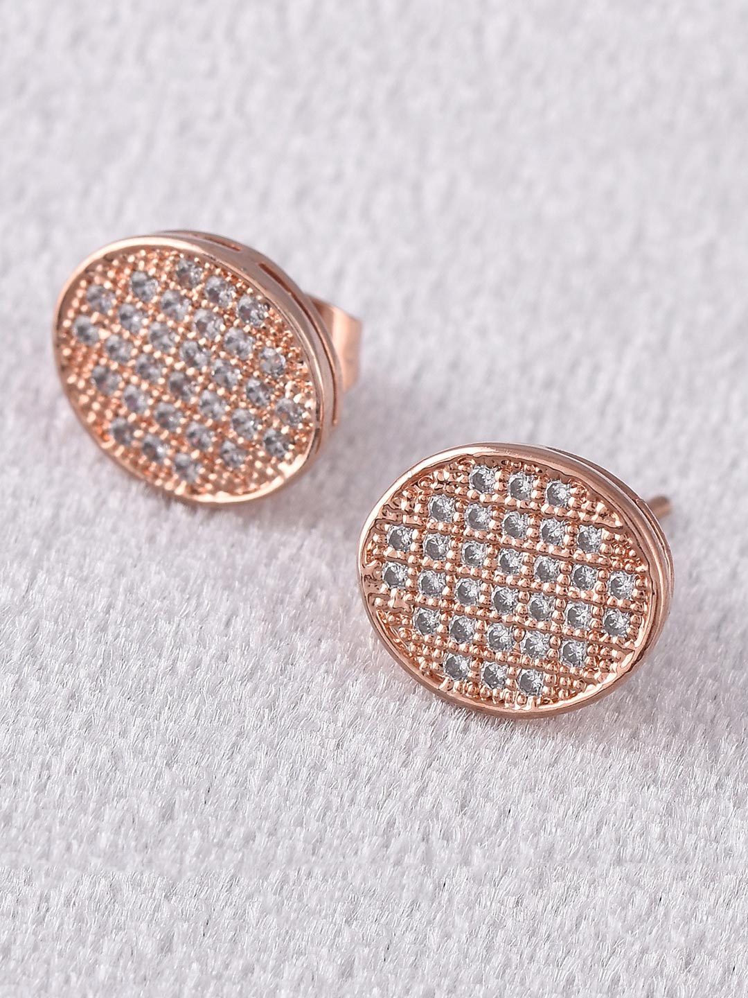 

Tistabene White & Gold-Toned Rose Gold Plated Circular Studs Earrings