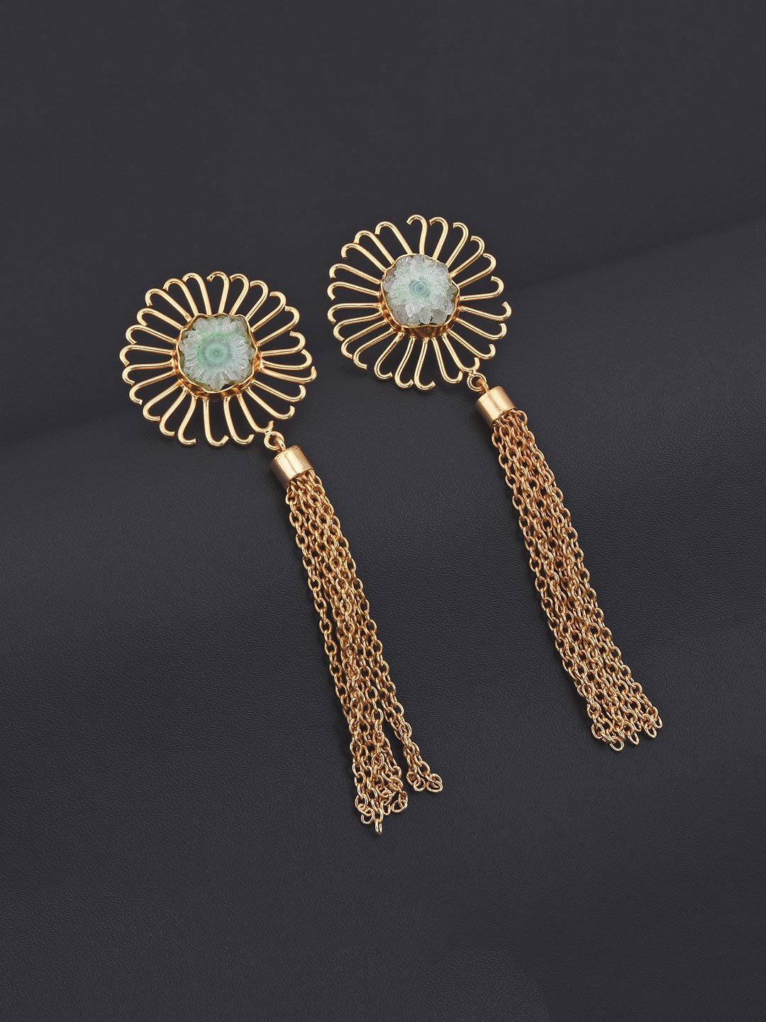 

Tistabene Green Contemporary Gold-Plated Drop Earrings